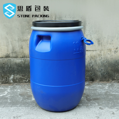 गोल प्लास्टिक एचडीपीई 100% 120l ब्लू केमिकल बैरल ओपन टॉप