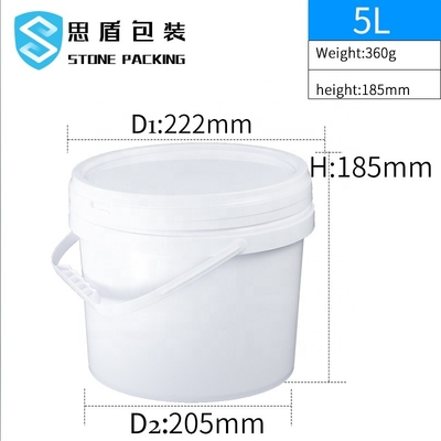 दीया 222mm पीपी व्हाइट 5l रासायनिक दौर प्लास्टिक कंटेनर 360g